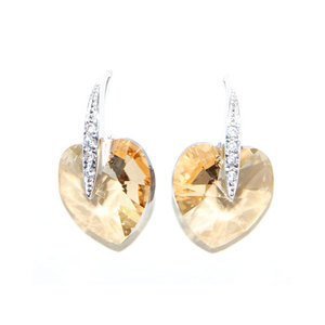Crystal Golden Shadow Heart Earrings made with Swarovski Elements