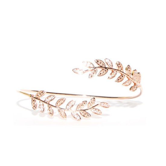 Fern Design Cubic Zirconia Bracelet in Rose Gold