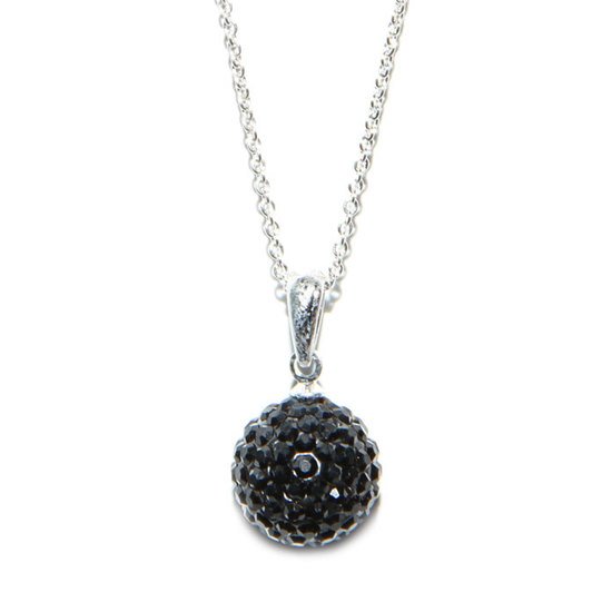 Jet Black Crystal Ball Necklace made with Swaroski Elements