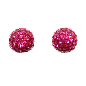 Fuchsia Crystal Ball Earring with Swarovski Elements