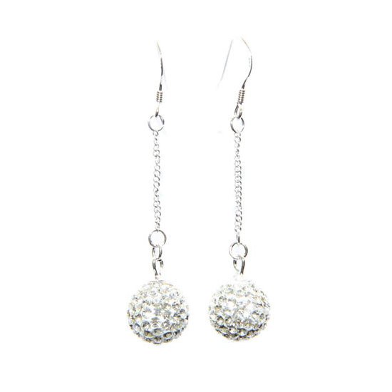 Clear Crystal Ball Dangly Earrings with Swarovski Elements 