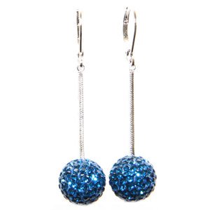Capri Blue Crystal Ball Dangly Earrings