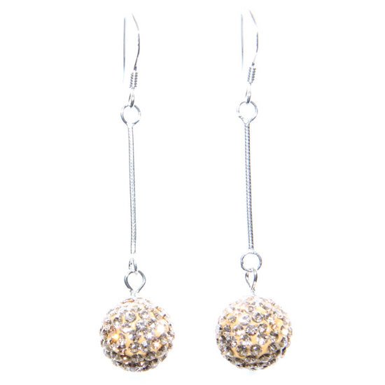 Silk Crystal Ball Dangly Earrings with Swarovski Elements