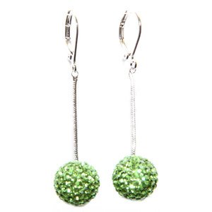 Peridot Green Crystal Ball Dangly Earrings with Swarovski Elements