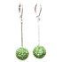 Peridot Green Crystal Ball Dangly Earrings with Swarovski Elements
