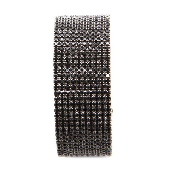 Jet Black Crystal Cuff Bracelet made with Swarovski Elements (Narrow)