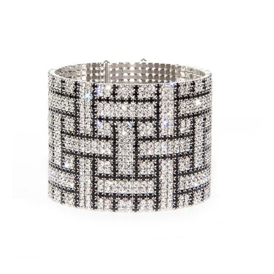 Charcoal Geometric Crystal Cuff Bracelet made with Swarovski Elements