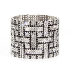 Charcoal Geometric Crystal Cuff Bracelet made with Swarovski Elements