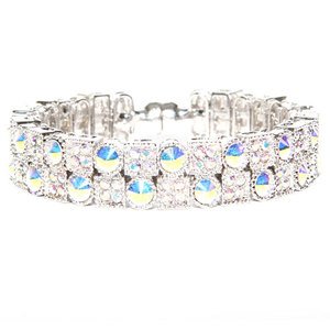 Aurore Boreale Silver Crystal Gemstone Bracelet made with Swarovski Elements 