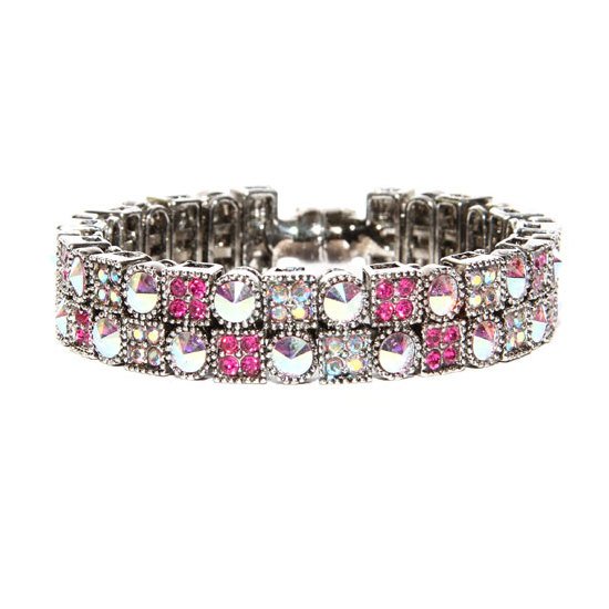 Fuchsia & Aurore Boreale Crystal Gemstone Bracelet made with Swarovski Elements