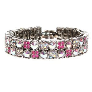 Fuchsia & Aurore Boreale Crystal Gemstone Bracelet made with Swarovski Elements