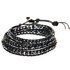 Jet Black Leather Wrap Bracelet