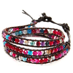 Mixed Beads Leather Wrap Bracelet
