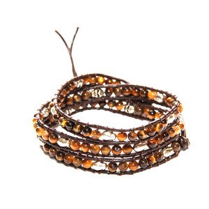 Catseye Skull Leather Wrap Bracelet