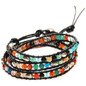 Coral Skull Leather Wrap Bracelet