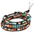Coral Skull Leather Wrap Bracelet