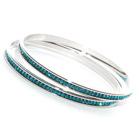 Blue Zircon Bangles made with Swarovski Elements (Medium)