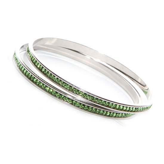 Peridot Green Bangles made with Swarovski Elements (Medium)