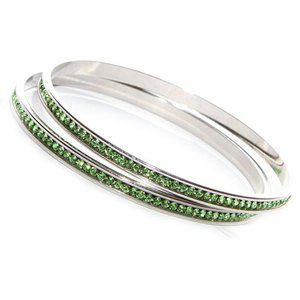 Peridot Green Bangles made with Swarovski Elements (Medium)