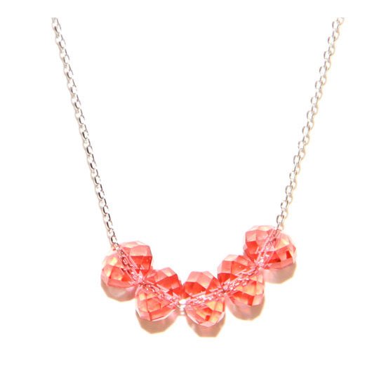 Padparadscha Opal Bead Necklace made with Swarovski Elements