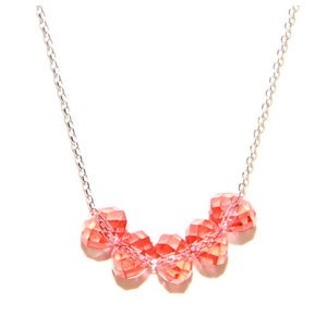 Padparadscha Opal Bead Necklace made with Swarovski Elements
