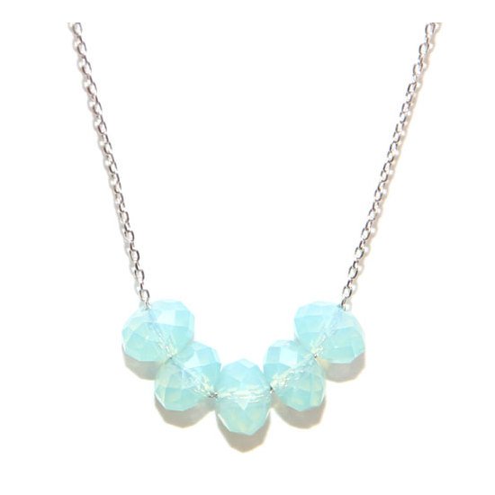 Pacific Blue Opal Bead Necklace made with Swarovski Elements