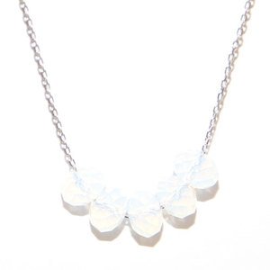 White Opal Bead Necklace made with Swarovski Elements