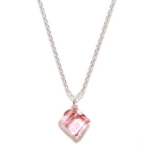 Rose Pink Cube Necklace made with Swarovski Elements