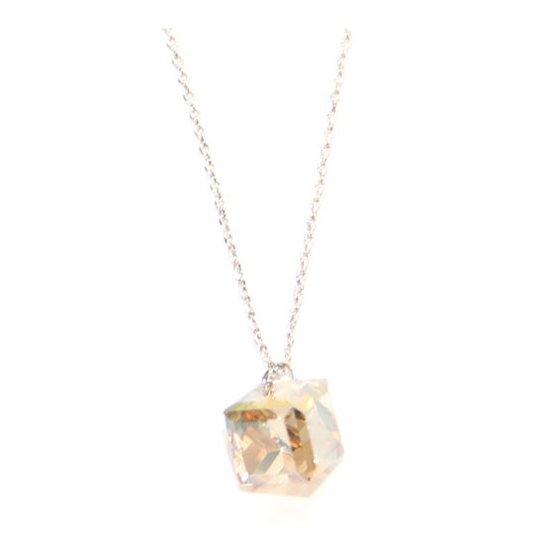 Silk Crystal Cube Necklace made with Swarovski Elements