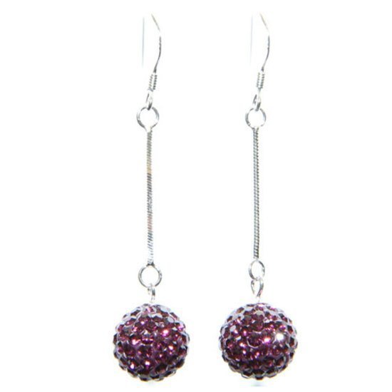 Burgundy Crystal Ball Dangly Earrings with Swarovski Elements