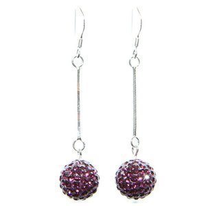 Burgundy Crystal Ball Dangly Earrings with Swarovski Elements