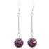 Burgundy Crystal Ball Dangly Earrings with Swarovski Elements